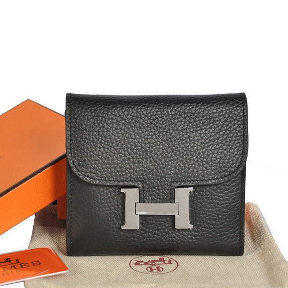 Cheap Fake Hermes Constance Wallets Togo Leather A608 Black